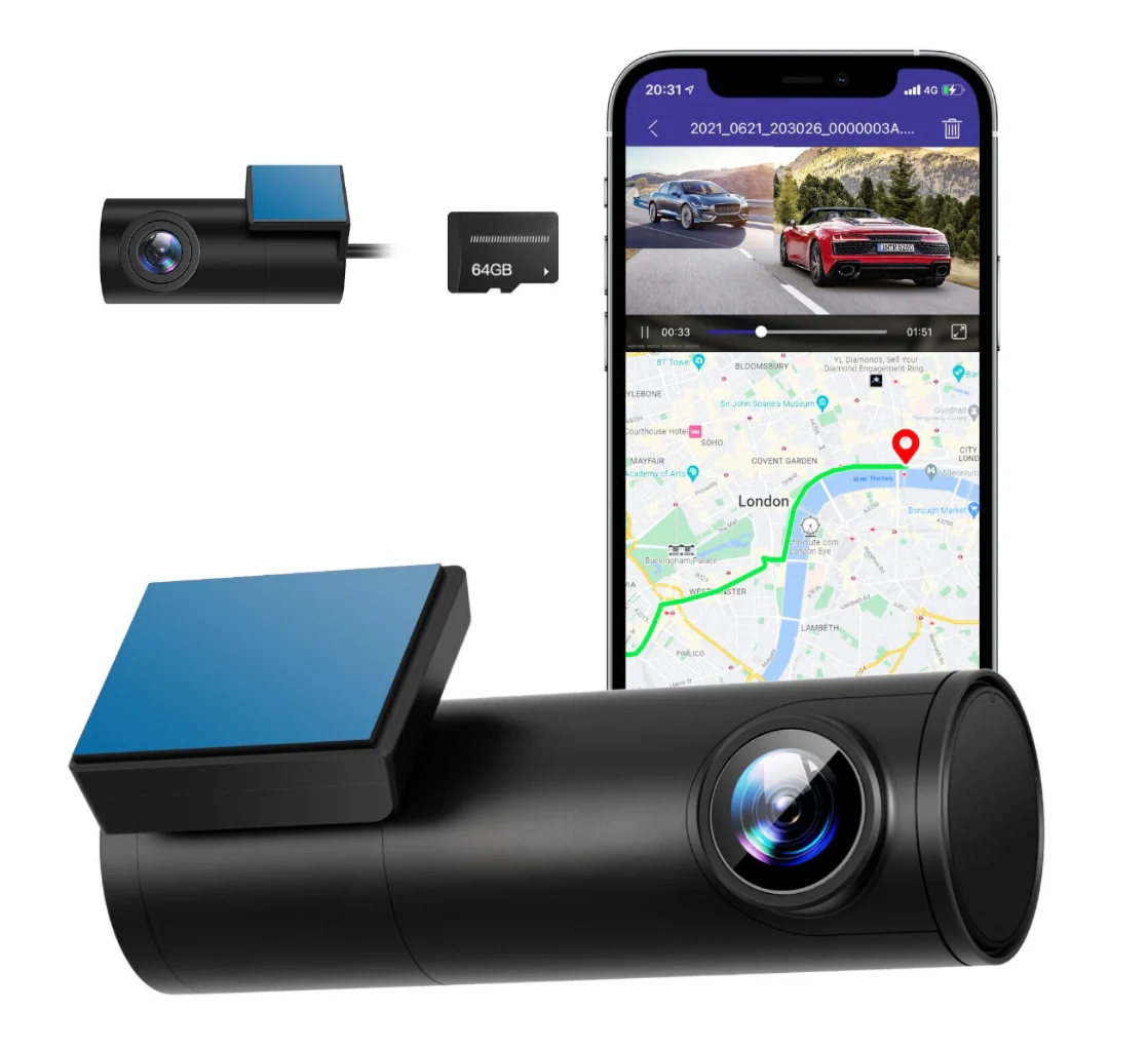4K + HD Front and Rear Dashcam Kit with WiFi & 24h Recording - Image 3