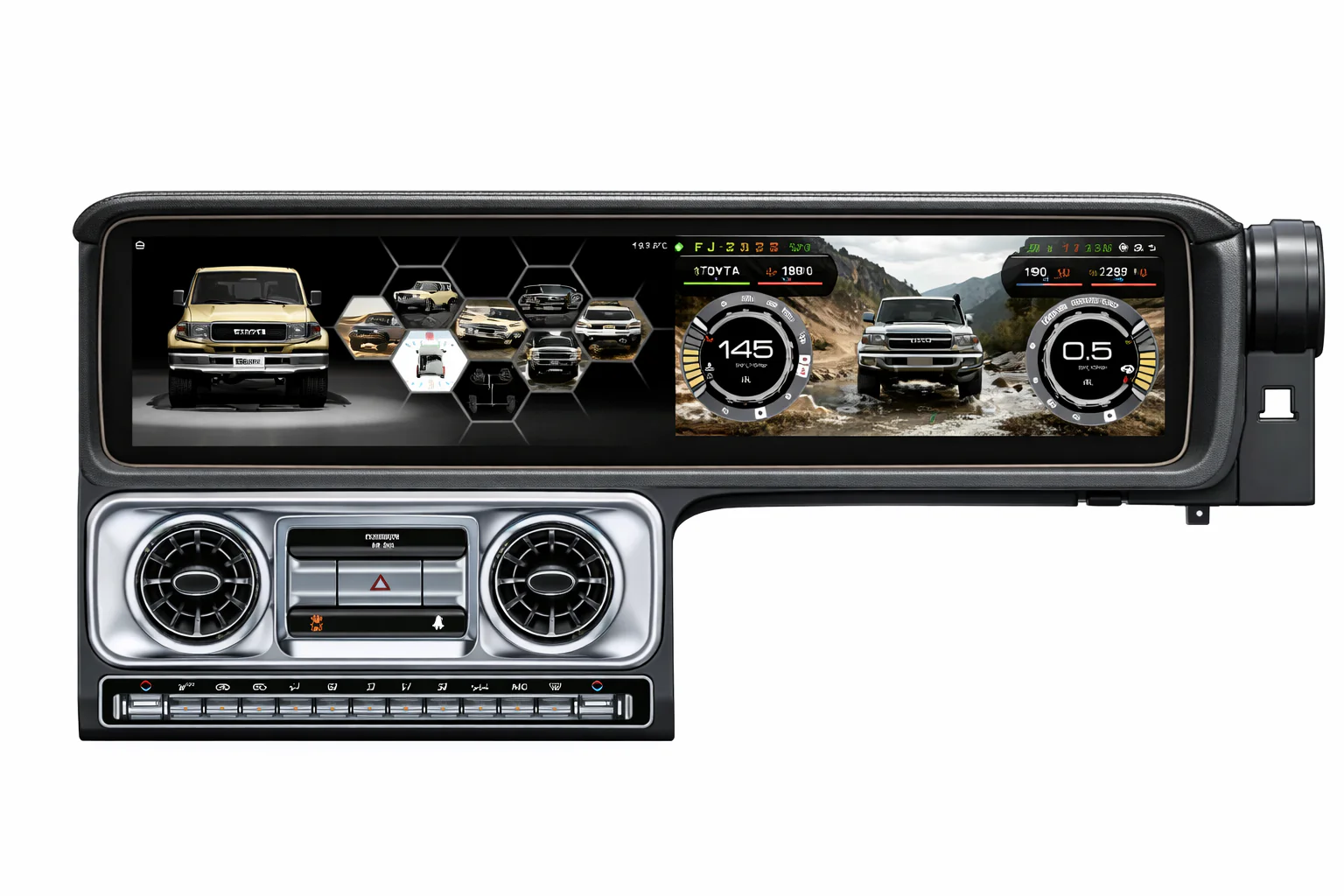 Land Cruiser FJ upgraded to Mercedes-Benz G-Class Tesla-Style Screen 2007-2021 Wireless CarPlay Headunit Kit - Image 3