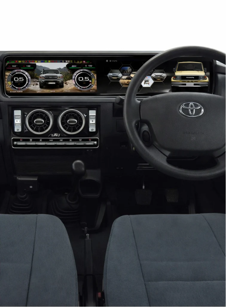 Land Cruiser LC76 upgraded to Mercedes-Benz G-Class Tesla-Style Screen 2007-2021 Wireless CarPlay Headunit Kit