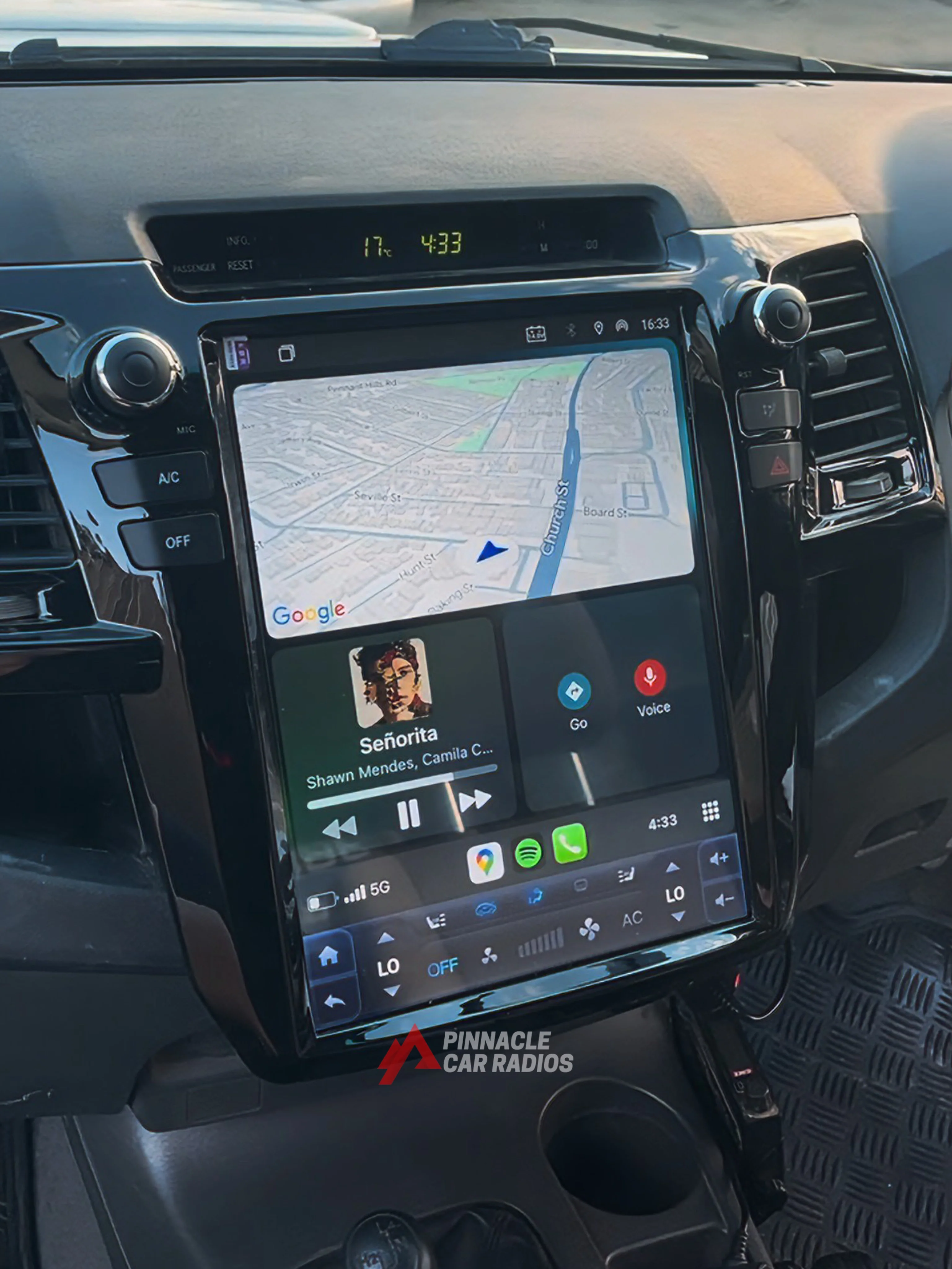 Toyota Hilux Tesla-Style Screen 2005-2015 Wireless CarPlay Headunit Kit - Image 3